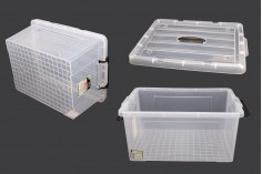Storage box 510x385x240 mm plastic, transparent with handle and safety closure