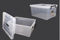 Storage box 510x385x240 mm plastic, transparent with handle and safety closure