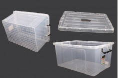 Storage box 635x435x310 mm plastic, transparent with handle and safety closure