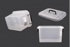 Storage box 280x195x160 mm plastic, semi transparent with handle and safety closure