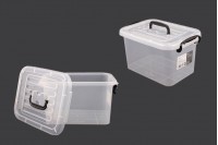 Storage box 280x195x160 mm plastic, semi transparent with handle and safety closure