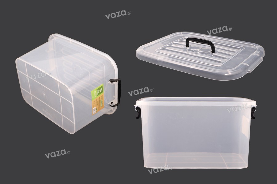 Scatola portaoggetti 345x240x185 mm plastica, semitrasparente con maniglia e chiusura di sicurezza