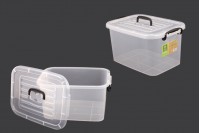 Storage box 345x240x185 mm plastic, semi transparent with handle and safety closure