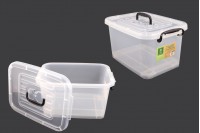 Storage box 410x280x220 mm plastic, translucent with handle, wheels and safety closure