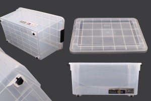 Boîte de rangement aux dimensions 520 x 380 x 260 mm en plastique transparent avec fermeture de sécurité-εικόνα_σύνθεση