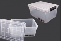 Storage box 520x380x260 mm transparent plastic with safety closure