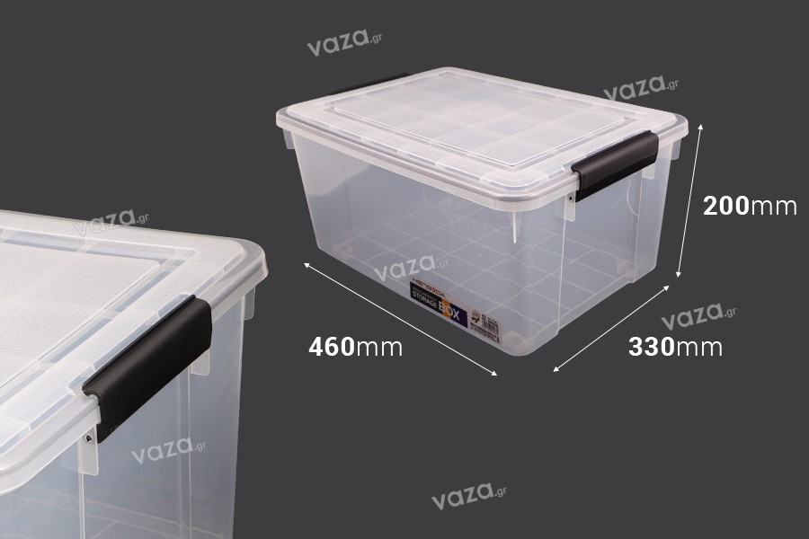 Κουτί αποθήκευσης 460x330x200 mm πλαστικό διάφανο με κλείσιμο ασφαλείας 