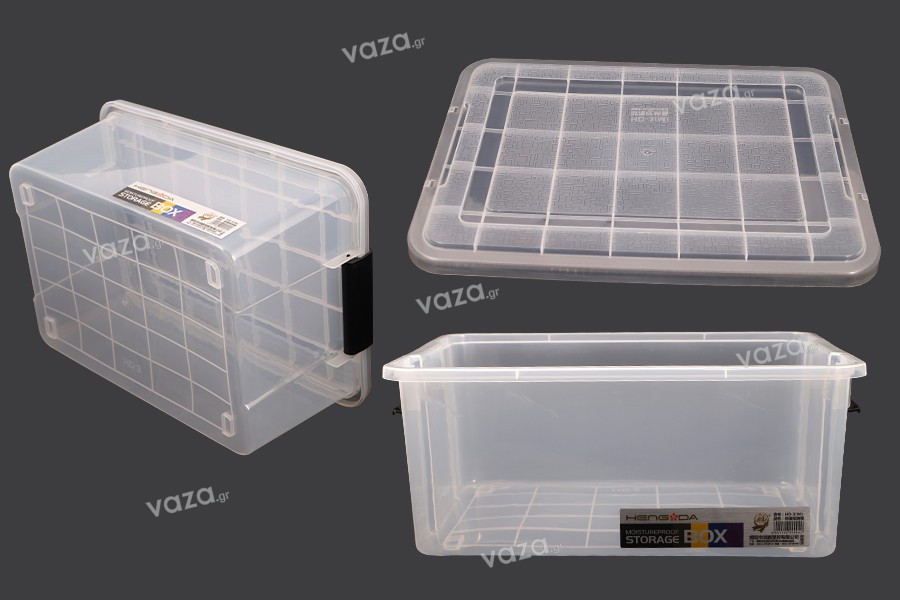 Κουτί αποθήκευσης 460x330x200 mm πλαστικό διάφανο με κλείσιμο ασφαλείας 