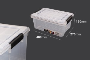 Aufbewahrungsbox 400x270x170 mm transparenter Kunststoff mit Sicherheitsverschluss-εικόνα_διαστάσεις