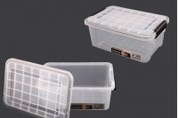 Storage box 400x270x170 mm transparent plastic with safety closure