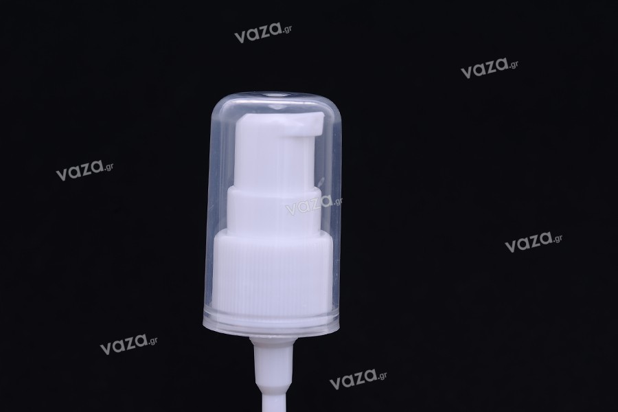 PP 20 cream pump white with transparent lid