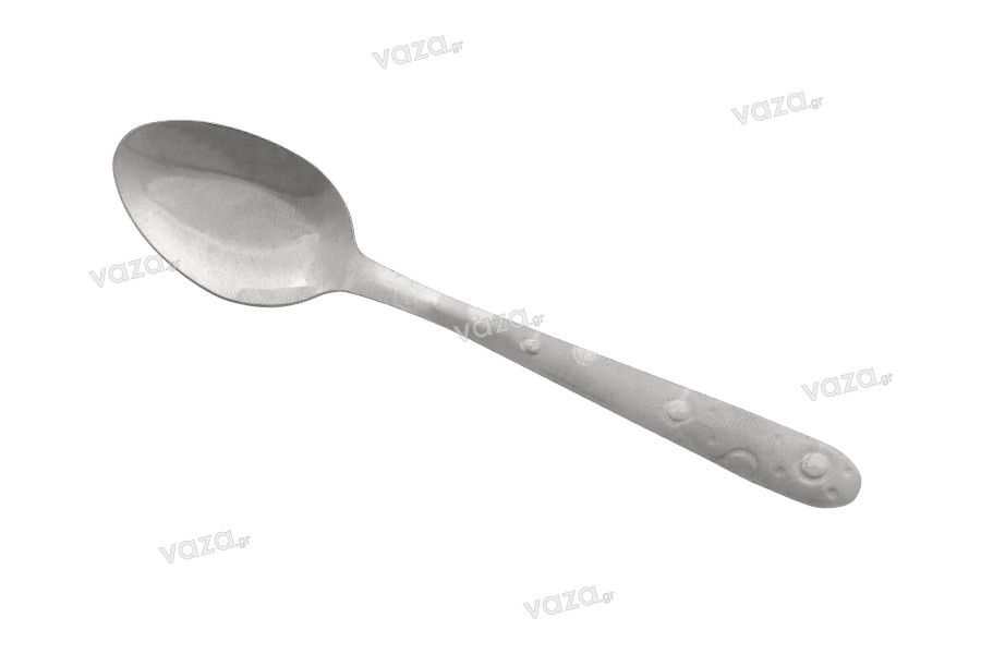 Stainless steel spoon 105 mm with embossed design - 12 pcs