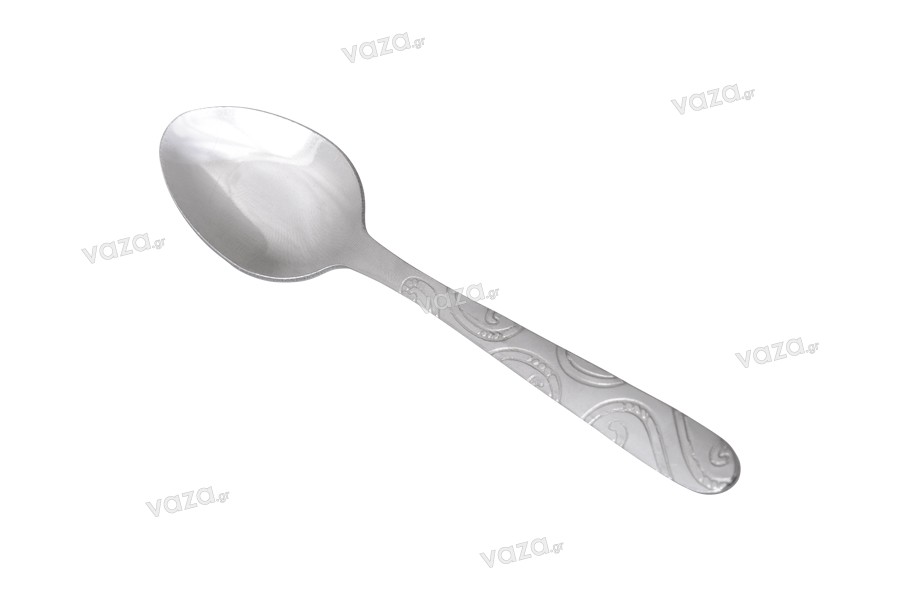 Stainless steel spoon 105 mm with embossed design - 12 pcs