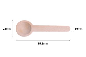 Cuillère en bois 75,5 mm - 50 pcs-εικόνα_διαστάσεις