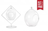 Glass decorative pendant with white metal base