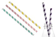 Paper, eco-friendly straws 197x8 mm in various colors - 50 pcs