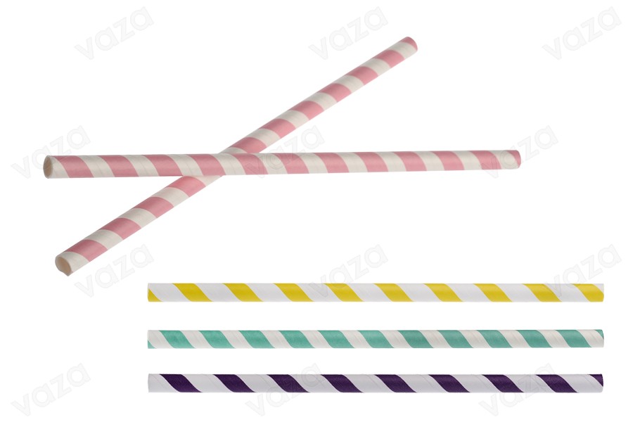 Ökologische Strohalme aus Papier 197x8mm in verschiedenen Farben - 50 Stück Ökologische Strohalme aus Papier 197x8mm in verschiedenen Farben - 50 Stück-εικόνα_διαστάσεις