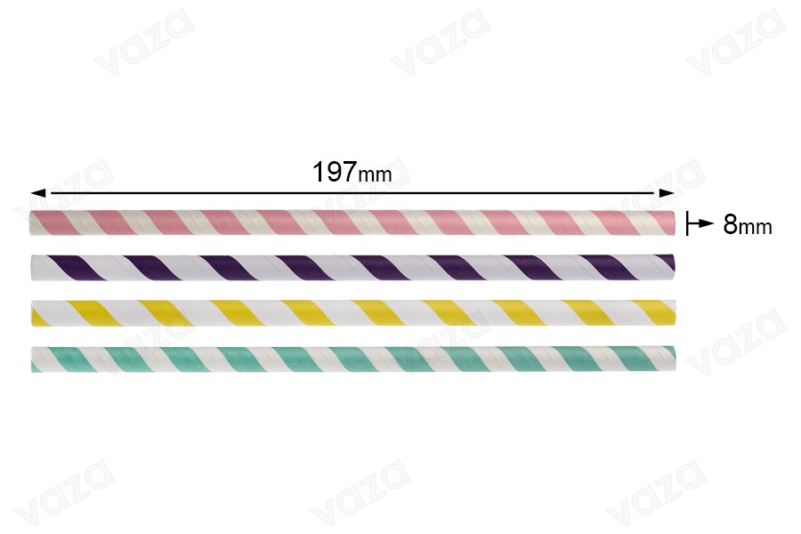 Ökologische Strohalme aus Papier 197x8mm in verschiedenen Farben - 50 Stück Ökologische Strohalme aus Papier 197x8mm in verschiedenen Farben - 50 Stück-εικόνα_σύνθεση