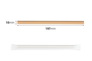 Pailles en papier, écologiques 197x10 mm de couleur kraft - 50 pcs (emballage individuel)-2