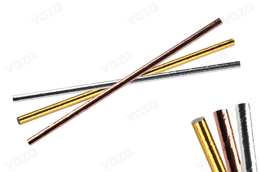 Papierstrohe 197x6mm ökologisch in Metallik-Farben - 25 Stück Papierstrohe 197x6mm ökologisch in Metallik-Farben - 25 Stück-εικόνα_προϊοντική
