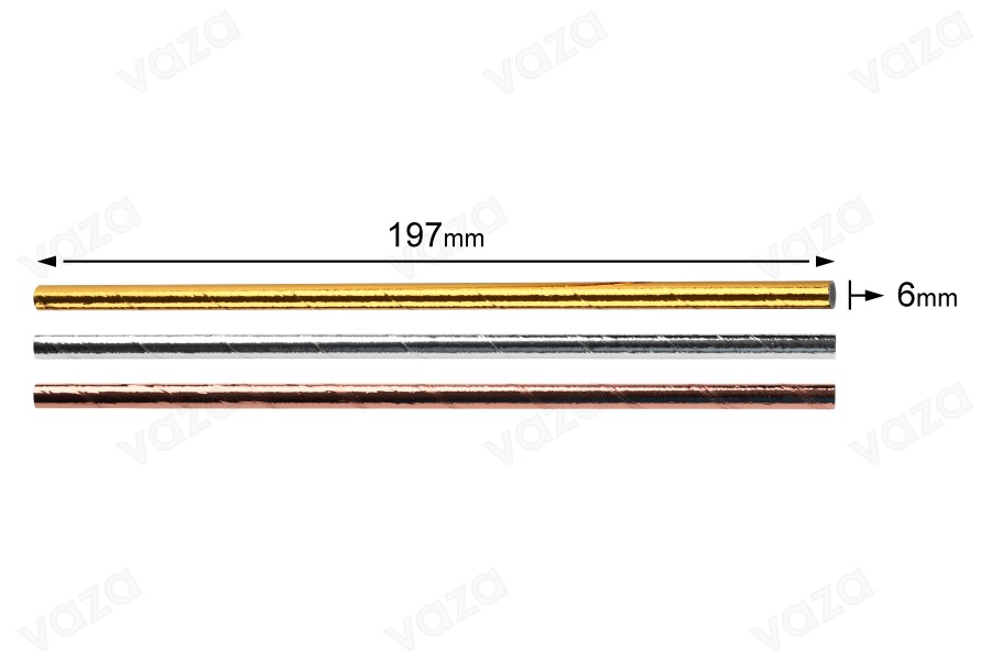 Papierstrohe 197x6mm ökologisch in Metallik-Farben - 25 Stück Papierstrohe 197x6mm ökologisch in Metallik-Farben - 25 Stück-