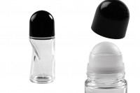 Flacon en verre de 50 ml pour déodorant, avec roll-on et couvercle noir en plastique  