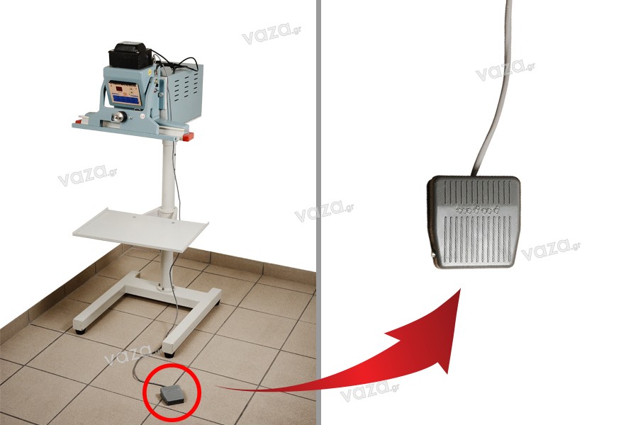 Thermosoudeuse (verticale) avec fermeture électromagnétique, fonctionnement automatique et pédale (pour sacs et Doy Packs) - longueur de soudure 47 cm, largeur de soudure 10 mm