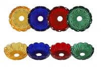 Glass plate with center hole (26 mm) for candlesticks and chandeliers in various colors