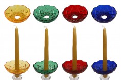 Πιατάκι γυάλινο με τρύπα στο κέντρο (26 mm) για κηροπήγια και πολυελαίους σε ποικιλία χρωμάτων