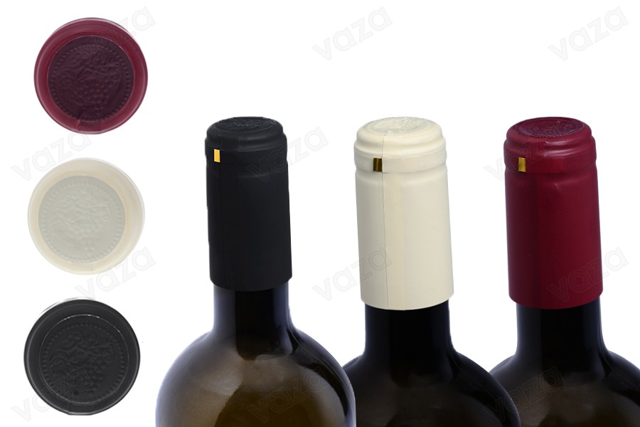 Capsula termoretraibile di dimensioni 30,5x60 mm per bottiglia di vino con collo fino a 30 mm. Capsula termoretraibile di dimensioni 30,5x60 mm per bottiglia di vino con collo fino a 30 mm.-immagine_prodotto