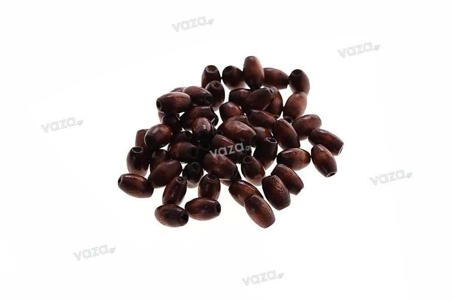 Χάντρες ξύλινες μικρές σκούρο καφέ 0,3x0,6 mm