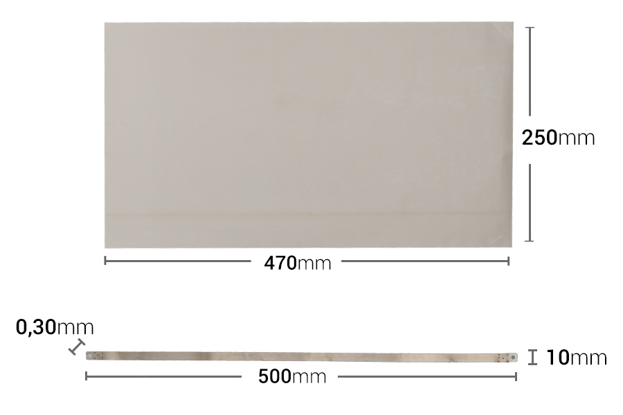 Pëlhurë rezervë 470x250 mm dhe tel 500x10 mm për makinë izoluese termike-imazh_dimensione