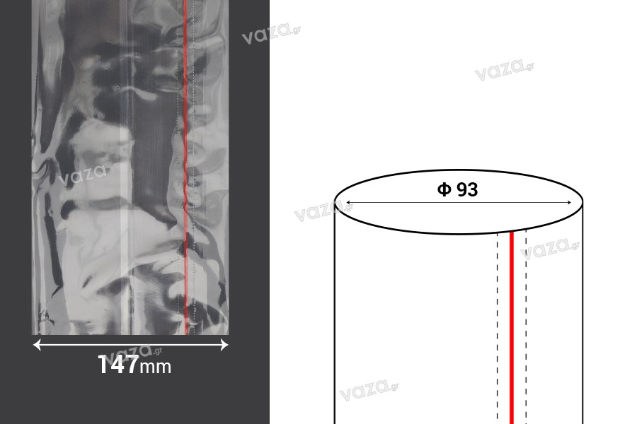 Heat-shrink cap 147 mm wide - at current meter (Φ 93)