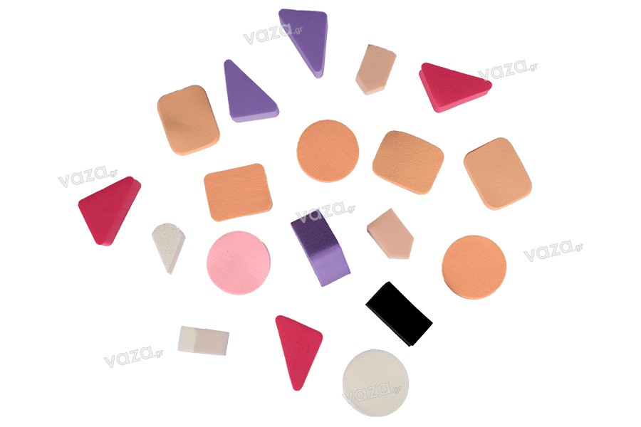Makeup sponges in various shapes and colors - pack of 20 pcs