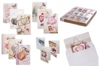 Greeting cards with heart prints in many designs - available in a package with 120 pcs