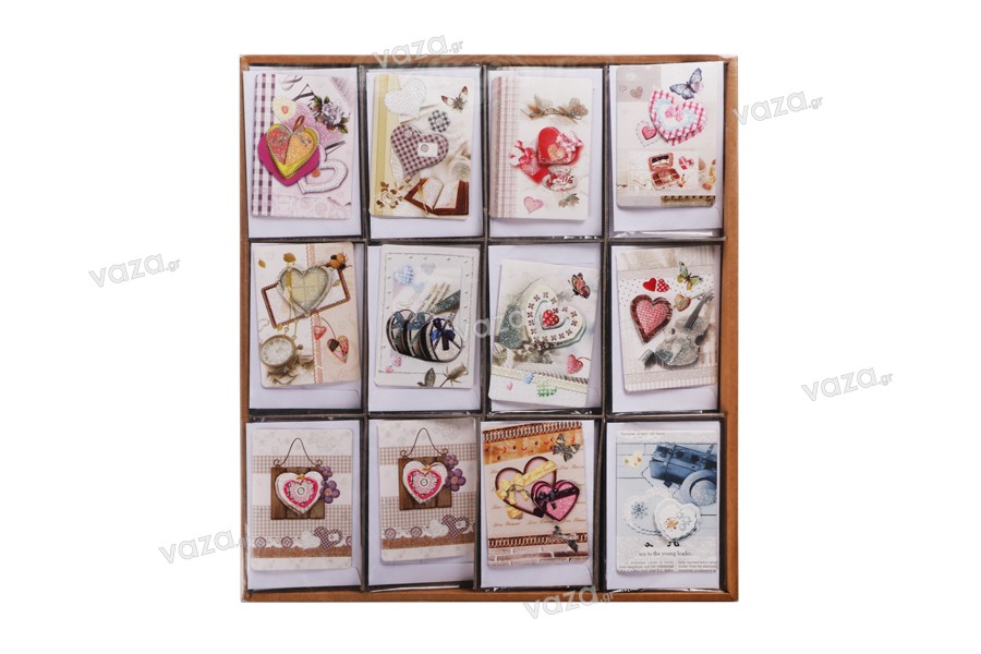 Herzförmige Grußkarten - 120 Stück (verschiedene Motive)