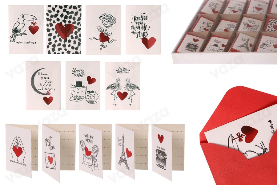 Cartes amour en papier aux motifs variés - 120 pcs-εικόνα_προϊοντική