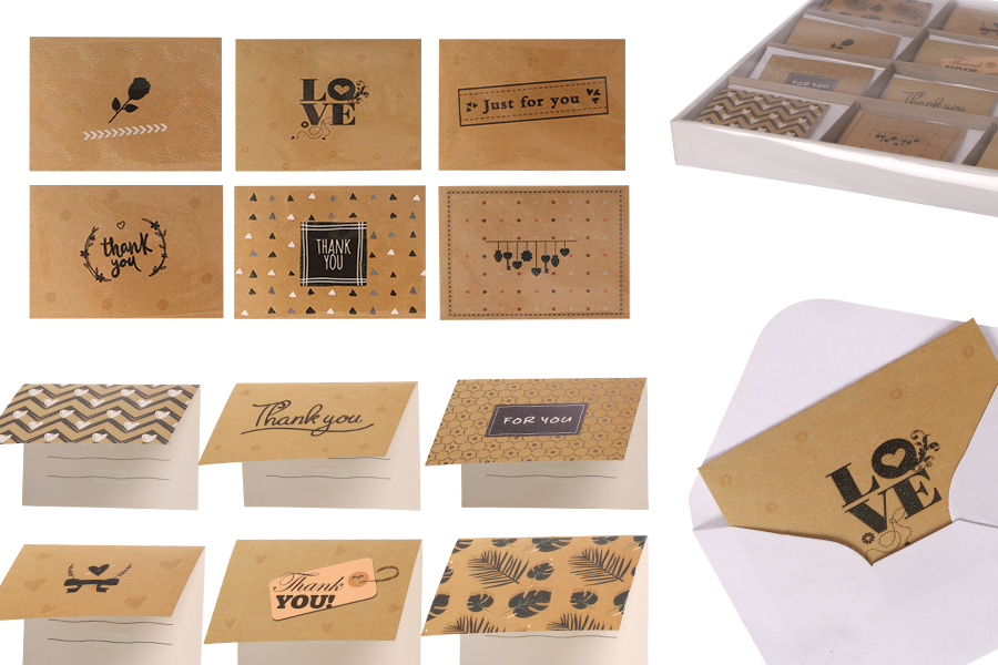 Cartes de vœux en papier aux motifs variés - 120 pcs Cartes de vœux en papier aux motifs variés - 120 pcs