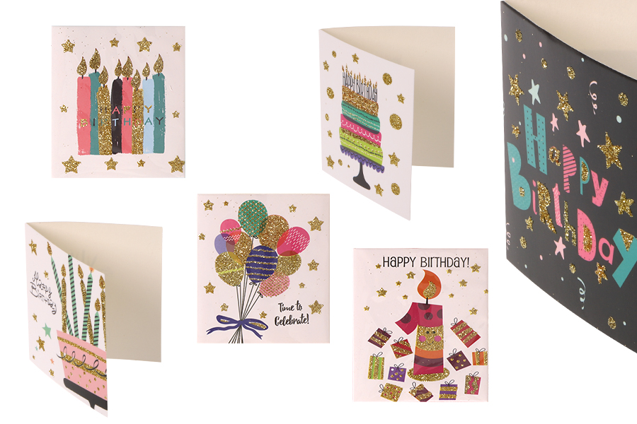 Geburtstagsgrußkarten aus Papier - 120 Stück (verschiedene Designs) Geburtstagsgrußkarten aus Papier - 120 Stück (verschiedene Designs)