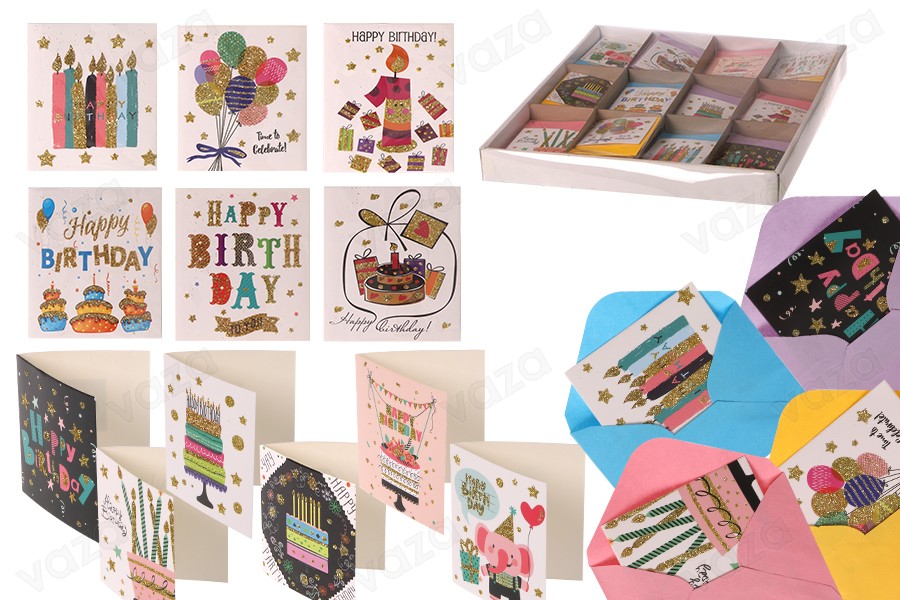 Geburtstagsgrußkarten aus Papier - 120 Stück (verschiedene Designs) Geburtstagsgrußkarten aus Papier - 120 Stück (verschiedene Designs)-εικόνα_προϊοντική