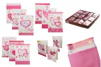 Greeting cards with heart prints in many designs - available in a package with 120 pcs