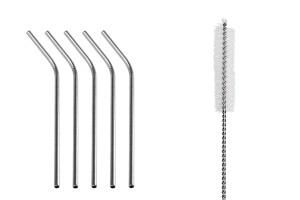 Metallstrohhalme, umweltfreundlicher 215mm Edelstahl mit Reinigungsbürste (5 + 1 Stück)-εικόνα_προϊοντική