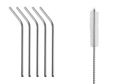 Metallic straws, eco-friendly 240mm stainless steel with cleaning brush (5 + 1 pcs)