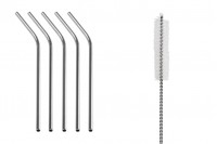 Metallic straws, eco-friendly 240mm stainless steel with cleaning brush (5 + 1 pcs)