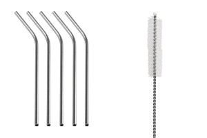 Metallstrohhalme, umweltfreundlicher 240mm Edelstahl mit Reinigungsbürste (5 + 1 Stück)-1