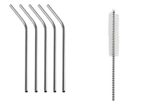 Metallstrohhalme, umweltfreundlicher 265mm Edelstahl mit Reinigungsbürste (5 + 1 Stück)-εικόνα_προϊοντική