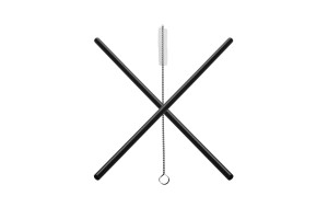 Καλαμάκια μεταλλικά 215 mm, οικολογικά ανοξείδωτα σε μαύρο χρώμα με βουρτσάκι καθαρισμού (5+1 τμχ)-εικόνα_διαστάσεις