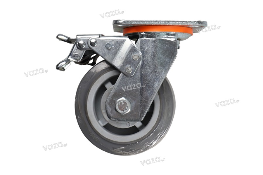 Roulette pivotante grise pour chariot avec frein (5 inches)