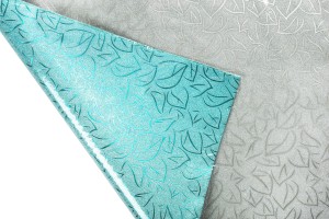 50x70 cm Metallic Wrap Cellophan mit Blattmuster - 20 Stk-3