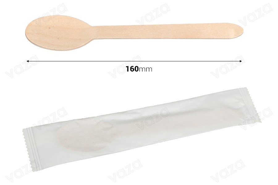 Kochlöffel 160 mm in Papiereinzelverpackung - 100 Stk Kochlöffel 160 mm in Papiereinzelverpackung - 100 Stk-εικόνα_διαστάσεις